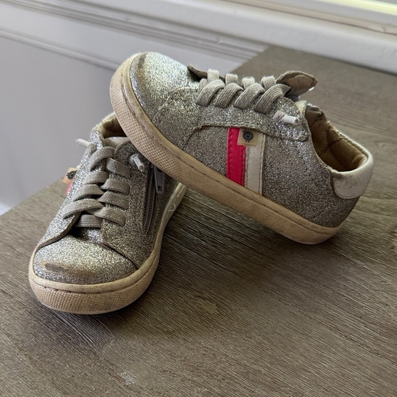 Old Soles Other - Old Soles Silver Glitter Sneakers with Pink Stripe